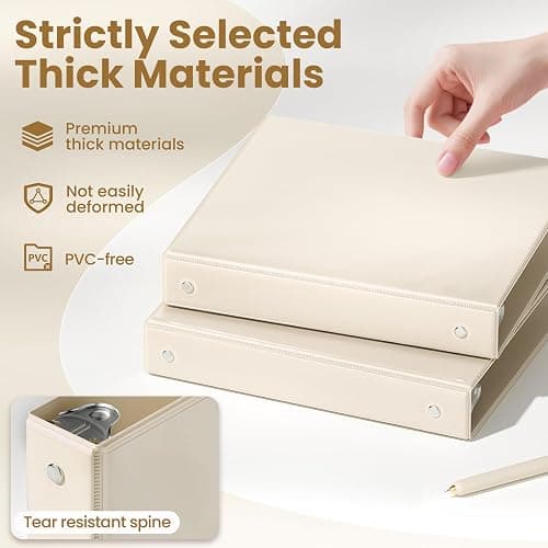 SUNEE 3 Ring Binder 1 Inch 1 Pack, Clear View Binder Three Ring PVC-Free (Fit 8.5x11 Inches) for School or Office Supplies, Gray-Brown thumbnail 5