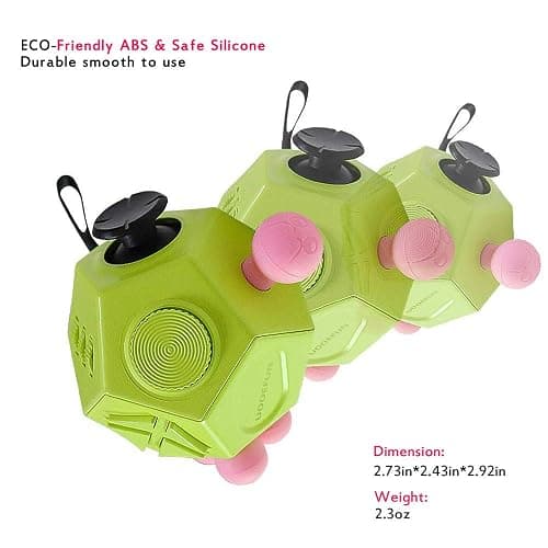 UOOEFUN Fidgets Toy,12 Sided Cube Toys,Autism Toy,Relief Stress Cube Toy,Sensory Toy, Anxiety Toy for Childens and Adults with Improve Attention and Relieve Stress (Green / A3) thumbnail 2