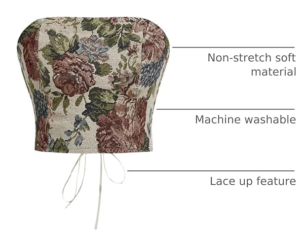 RoseSeek Women's Floral Embroidery Strapless Tube Top Lace Up Y2K Corset Crop Tops thumbnail 4