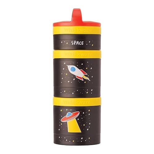 Whiskware Stackable Snack Containers for Kids and Toddlers, 3 Stackable Snack Cups for School and Travel, Space (Pack of 1) - Image 1