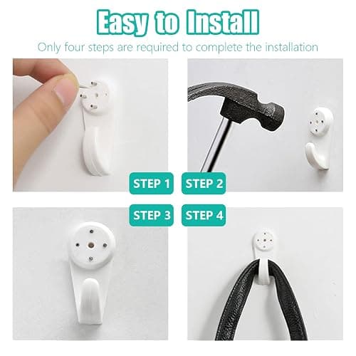 Auvotuis 20Pcs Non-Trace Wall Picture Hooks, Invisible Plastic Traceless Nail Screws Powerful Concrete Hard Wall Drywall Non-Mark Clock Hooks for Photo Frame Hangers (M,1.6x0.75 Inch) thumbnail 5