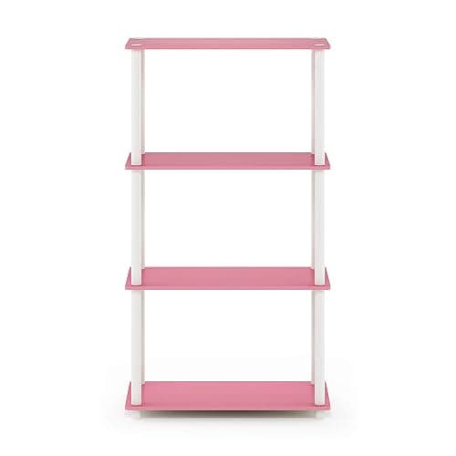 Furinno Turn-N-Tube 4-Tier Multipurpose Shelf Display Rack, Round Tubes, Pink/White thumbnail 8