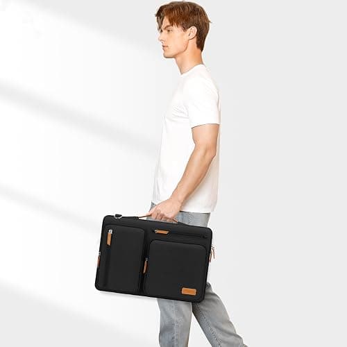 MOSISO 360 Protective Laptop Shoulder Bag,15-15.6 inch Computer Bags Compatible with MacBook Pro 16 inch, HP, Dell, Lenovo, Asus Notebook,Side Open Messenger Bag with 4 Zipper Pockets, Black thumbnail 2