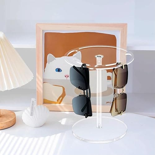 Bigfety Acrylic Sunglasses Holder Stand with 360 Rotating, Eyeglasses Display Rack Clear Glass Tabletop Organizer thumbnail 2