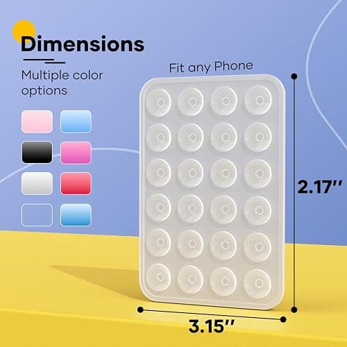 Silicone Phone Sticky Grip, Suction Phone Case Mount for iPhone and Android, Hands-Free Sticky Cell Phone Grip, Mobile Fidget Mirror Holder for Selfies and Videos thumbnail 6