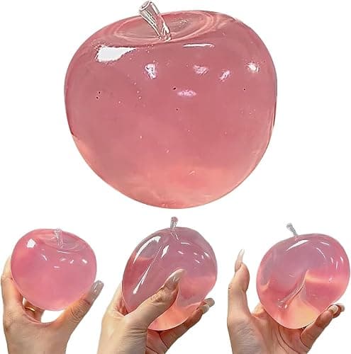 Squishy Pomme,Jouet Anti-Stress Pomme Verte,Pomme Écrasante Anti-Stress en Gel,Squishy Transparent,Soulagement du Stress,Fidget Toy pour Soulager l‘Anxiété et Le Stress pour Enfants et Adultes (Rose) - Image 1