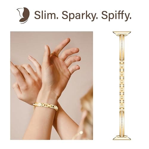 Missair Bands Compatible with Apple Watch Band 38mm 40mm 41mm 42mm 44mm 45mm 46mm 49mm for Women, Slim Metal Dressy Jewelry Bracelet with Bling Diamond for iWatch Series 11 10 9 8 7 6 5 4 3 SE Ultra thumbnail 3