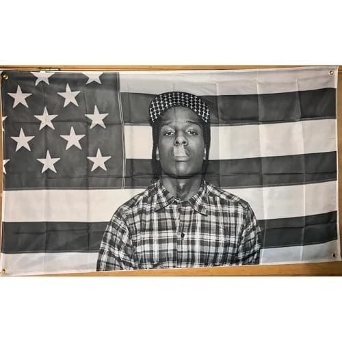 A$AP Rocky ASAP American Flag Rap Rapper Motivational Inspirational Office Gym Wall Dorm Decor Design on a 3X5 Feet Flag with 4 Grommets for Easy Wall Hanging. Authentic BANGER FLAG thumbnail 5