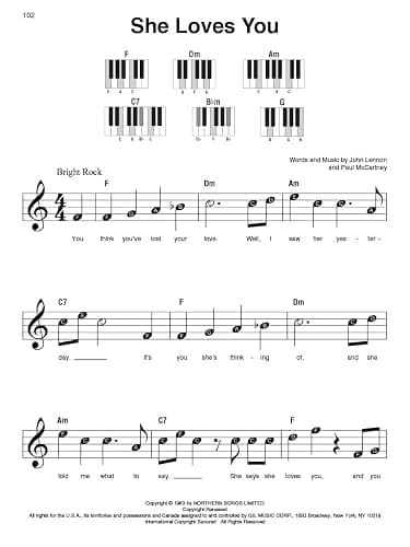 The Beatles - Super Easy Songbook | 60 Classic Songs for Beginner Piano Players | Easy Piano Sheet Music for Students Teachers and Fans | Simple Melodies Chord Diagrams and Note Names thumbnail 6