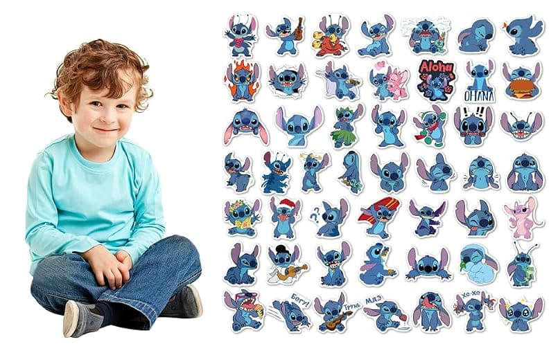 Cute Stitch Stickers,50Pcs Cartoon Cute Waterproof Vinyl Sticker for Water Bottle Luggage Bike Car Decals Gift for Kids Teens Adults Stickers,Toddlers thumbnail 9