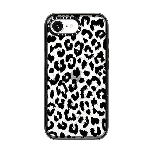 CASETiFY Impact Case for iPhone 16e [4X Military Grade Drop Tested / 8.2ft Drop Protection/Compatible with Magsafe] - Black Transparent Leopard Print - Clear Black - Image 1