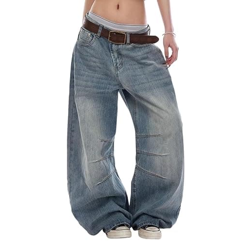 OTEEGX Baggy Jeans Women Low Rise Barrel Jeans Wide Leg Boyfriend Denim Pants Oversized Casual Vintage Trousers - Image 1