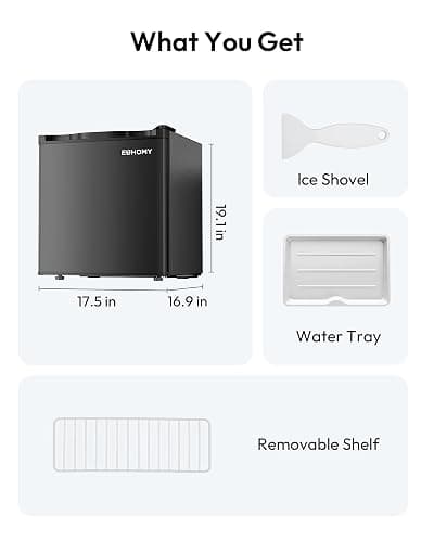 EUHOMY 1.7 Cu.Ft Mini Fridge, Reversible Single Door Compact Refrigerator, Adjustable Thermostat, Energy Saving, Mini Fridge for Bedroom, Office, Dorm, Black thumbnail 2