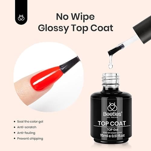 Beetles Matte Top Coat 2 Pcs 15ml No Wipe Gel Glossy Nail Polish Shine Effect Long Lasting Soak Off UV LED Nail Lamp thumbnail 3