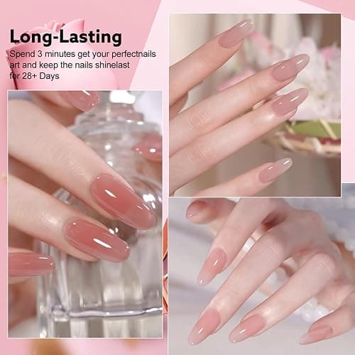 CANNI CC3 Jelly Gel Nail Polish Set with Color Card, 30Pcs Jelly Pink Gel Polish Nude Brown Color High Gloss Soak Off U V Nail French Nail Manicure Salon DIY - CC3 thumbnail 5