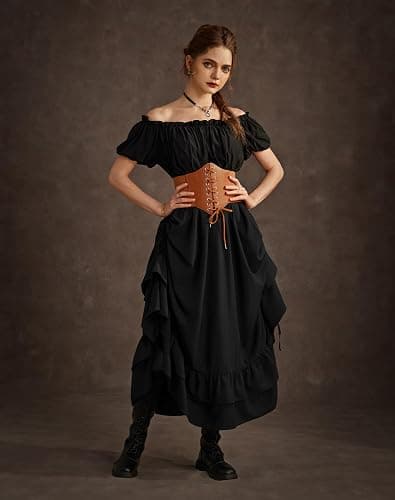 Scarlet Darkness Women Renaissance Skirt Medieval Ruffle Layered Maxi Skirts thumbnail 7