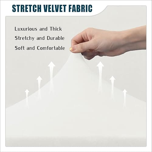 SYLC Sofa Cover with Separate Seat Cushions and Backrests Stretch Velvet Sofa Slipcover Couch Covers Furniture Protector Split Combined (White,Large 2 Seat Set 5 PCS) thumbnail 6