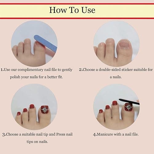 60Pcs White French Tip Press on Nails & Press on Toenails Set, Square Press on Nails Medium Fake Nails French False Toenails Full Cover Stick on Nails for Women Manicure Kit thumbnail 7