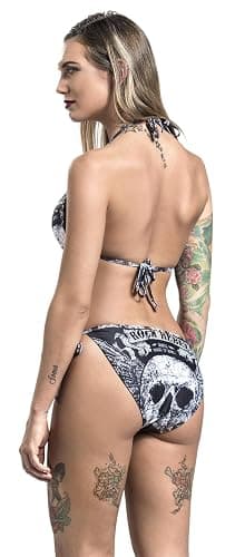 Rock Rebel by EMP Damen schwarzes Mix and Match Bikini-Oberteil mit Rock-Rebel-Alloverprint thumbnail 5