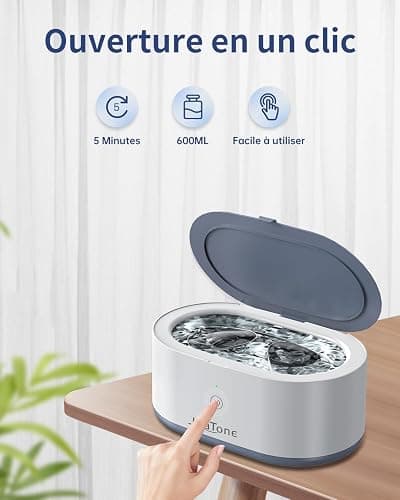 JeaTone 46KHz Nettoyeur Ultrasons Professionnel 600ml Bac Ultrasons Portable pour Le Nettoyage Profond de Bijoux, Lunettes, Montres, Attelles Dentaires, Dentier, Têtes de Rasoir et Pièces de Monnaie thumbnail 4