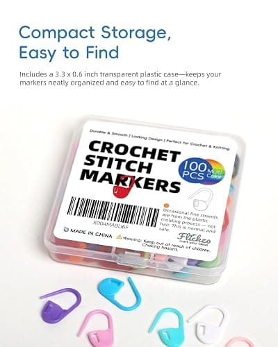 100PCS Crochet Stitch Markers by Flickzo – Locking Stitch Markers with Storage Case, Plastic Safety Pins for Knitting & Crochet, Colorful Yarn Accessories for Crochet Tools & Supplies thumbnail 7