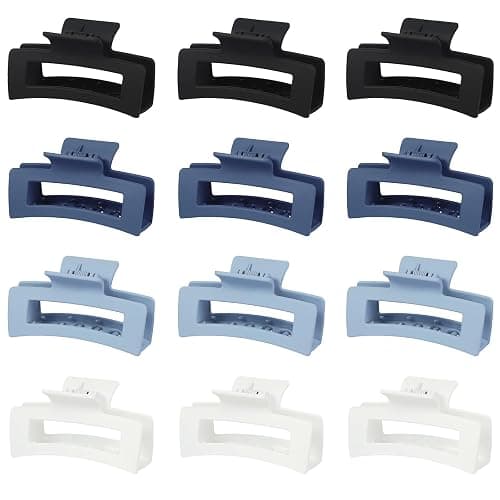 Sisiaipu 12 Pcs Medium Hair Clips, 3.5 Inch Square Claw Clips for Thick and Thin Hair - Blue thumbnail 6