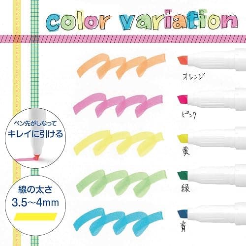 Zebra Highligher Just Fit Mojiniline, blurring proof for ballpoint pen wrinting (5 color set) WKS22-5C thumbnail 3