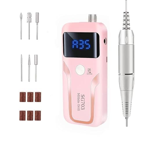 Electric Nail Drill, DELIFO Portable Nail Drill Professional 35000 RPM Nail File Machine Rechargeable Pedicure Acrylic Nails Polishing Tools with Bits LED Display for Home Salon Manicure - Image 1