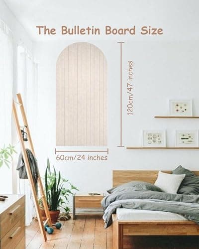 Foldable Cork Board, 0.9 cm Thick Large Felt Bulletin Board with Adhesive Sticker, Round Edges Wall Panels for Office Bedroom Living Room, Decorative Board for Pictures Notes (Beige, 120x60 cm) thumbnail 2