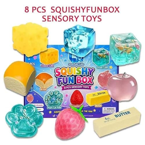 Squishy Blind Box 8-Piece Set,Malt Sugar Slow-Return Mystery Squishy Box,Funny Food Animals Sensory Toy for Stress Relief Party Favors Gift thumbnail 4