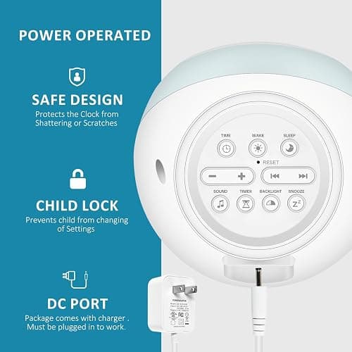 I.CODE Sun & Moon Rise Kids Alarm Clock, Children's Sleep Trainer ,Sleep Sound Machine, Wake Up Light & Night Light ,Teach Kids Day & Night thumbnail 5