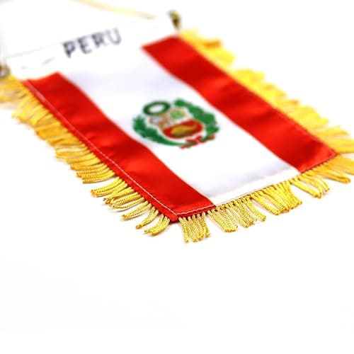 Peru Hanging Flag with Suction Cup 4x6 Inch - Double Sided Peruvians Mini Banner for Car Rearview Mirror and Window Decor thumbnail 5