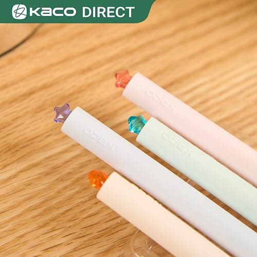 Kaco FIRST Gel Pens Cute Stationery Black Ink, 0.7 mm Medium Point, Aesthetic Cute Star Pens for Journaling (4 Bright Colors) thumbnail 5