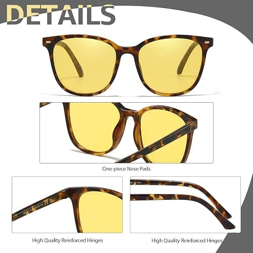 Myiaur Polarized Night Vision Glasses for Women, Anti Glare Driving Vision Glasses with Yellow Lens, UV400 Protection thumbnail 7