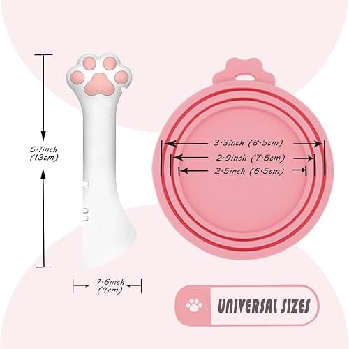 DORUI 3 Pcs Pet Food Can Lids & One Can Spoon | Cute Paw Shape Opener Spatula Cat Wet Food Spoon | Universal BPA Free Silicone Covers for Dog Cat Cans(Pink) thumbnail 6