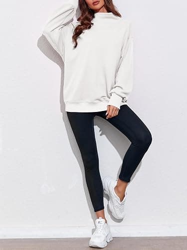 Fisoew Women's Oversized Turtleneck Sweatshirt Long Sleeve Pullover Casual Tops thumbnail 7