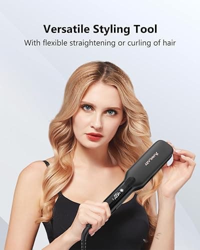 Annlary 1.75 Inch Hair Straightener, Professional Titanium Plate with Ceramic Coating Ionic Dual Voltage Flat Iron with Heat-Resistant Silicone, for Less Frizz, Shinier & Smoother Hair thumbnail 7