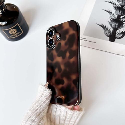 NITITOP Compatible with iPhone 16 Plus Case Cute Stylish Leopard Print Amber Aesthetic Tortoise Design for Women Girls Men Soft TPU Shockproof Protective Cover - Brown thumbnail 7