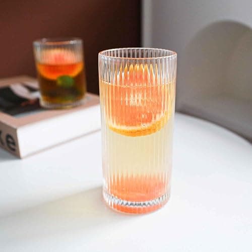 Eden & Willow Striped Highball Glasses | Durable and Stylish, Tumblers for Cocktails, Hot and Cold Drinks (Set of 6, 350ml) thumbnail 8