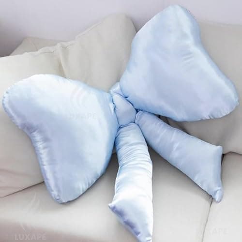 Luxape Bow Pillow - Big Coquette Throw Pillow - Bow Shaped Pillow - Silky Satin - Coquette Decor - Bow Room - Baby Blue Pillow - Nursery Decorations - Cute Room (Baby Blue) thumbnail 7