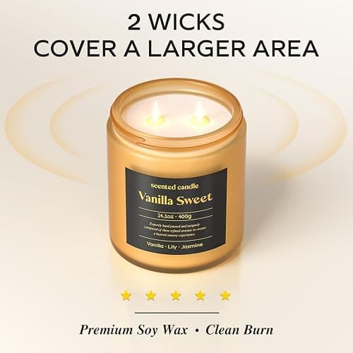 CHILLFLAME Vanilla Candle, 14.1 oz Scented Candles for Home, 2 Wicks Blended Scents Candles for Women and Men, Birthday Gifts for Women (Vanilla+Lily+Jasmine) thumbnail 4