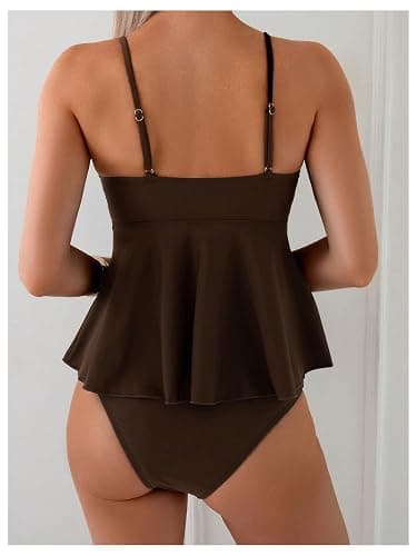 SweatyRocks Women's Y2K Cute Tankini Swimsuits Ruffle Flowy High Waisted Two Piece Bathing Suit thumbnail 2