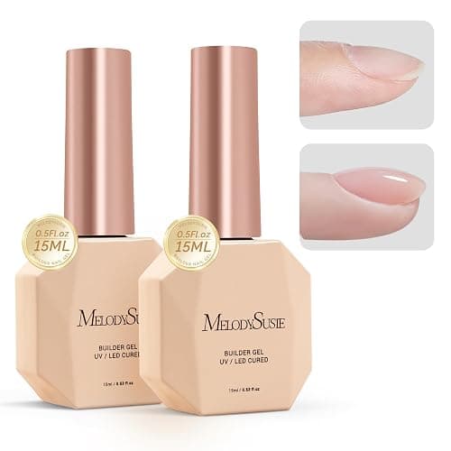 MelodySusie 2PCS 15ML Clear Builder Nail Base Gel for Nails Thickening,Soak Off UV Extension Gel,Rhinestone Nail Glue in a Bottle for Nail Art Design Gift for Women - Image 1