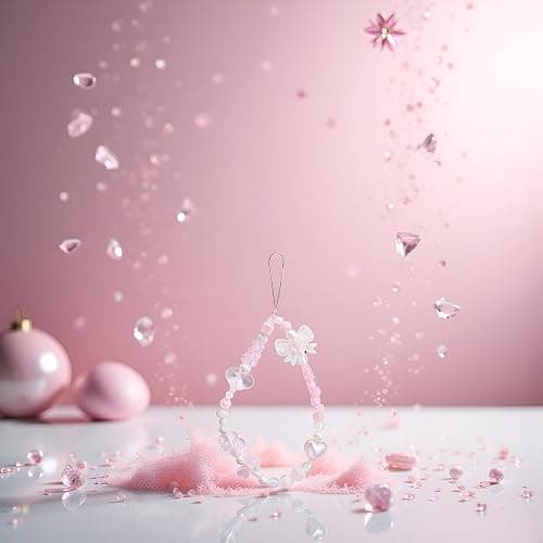 WsjiaboFux Pink Acrylic Beaded Mobile Phone Straps Anti-Lost Hand Strap Pendant Hanging Rope Phone Wrist Hand Lanyard Home Cell Phone Charms Button Stickers Decor Accessories thumbnail 3
