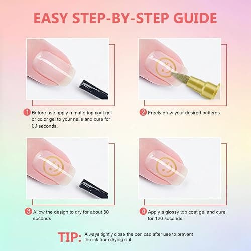 24 Colors Nail Art Pens Set, 3D Nail Polish Pens Quick-Drying Acrylic Paint Markers,For Nail Art Drawing Painting Nail Point Dotting Liner Pen, Nail Design Kit Manicure Tools Home & Salon DIY thumbnail 4