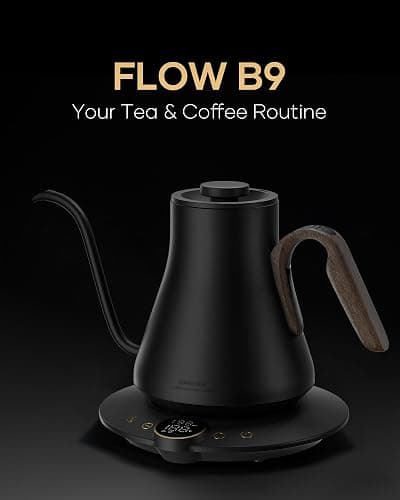 Cocinare FLOW B9 Gooseneck Electric Kettle, Precise Temperature Control for Pour-Over Coffee & Tea Brewing, Stainless Steel Interior, Rapid Heating for Boiling Water 1500W/0.9L (Black Walnut) thumbnail 2