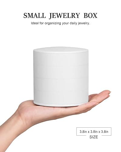 CONBOLA Jewelry Organizer, Small Jewelry Storage Box Earring Holder for Women, 5-Layer Rotating Travel Jewelry Tray Case with Lid for Bracelets Rings Bracelets, Gift for Women Teen Girls(White) - White thumbnail 2