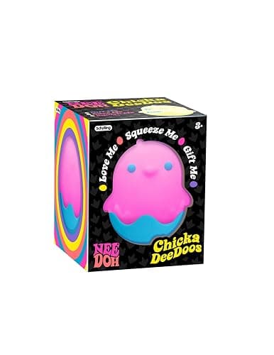 NeeDoh Chicka DeeDoos Stress Squeeze Toys Complete Gift Set Party Bundle - 3 Pack Neon Yellow/Pink/Blue thumbnail 2