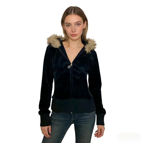 RONICY Fur Hoodie Y2k Hoodie Cheetah Print Streetwear Jacket Emo Long Sleeve 2000s Clothing for Women Grunge Jacket thumbnail 2