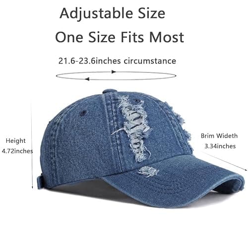 Vintage Washed Denim Distressed Dad Hats Adjustable Baseball Caps for Men Women thumbnail 2